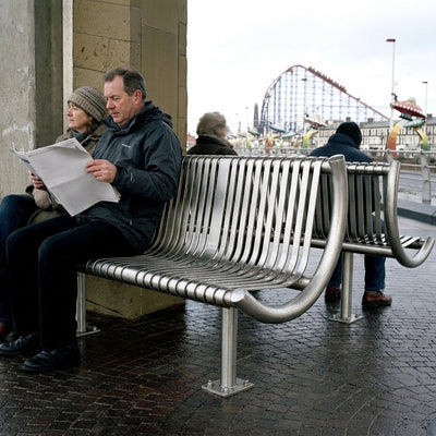 1820 x 870mm stainless steel public seating bench