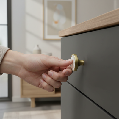 Premium 10 Pack Marble Centre Knobs 30mm - Elegant Metal Door Knobs for Cabinets and Furniture