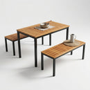 Bench Dining Set with Wood Top and Black Steel Frame