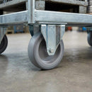Dark Sea Green Zinc Plated Fixed Castors with Grey Thermoplastic Rubber Wheel - 60mm-125mm, 40kg-100kg Load
