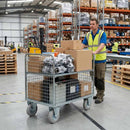 Gray Pressed Steel Fixed Castors with Grey Rubber on Pressed Steel Wheel - 80mm to 200mm