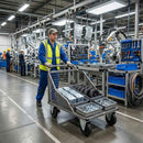 Dark Slate Gray Pressed Steel Fixed Castors with Black Rubber on Polypropylene Wheel - 80mm to 150mm