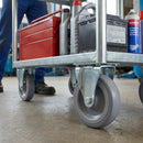 Dim Gray Zinc Plated Fixed Castors with Grey Thermoplastic Rubber Wheel - 60mm-125mm, 40kg-100kg Load