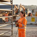 Rosy Brown High-Visibility Sweatshirt Jumper - Orange, Anti-Pill Fleece, Retro-Reflective Tape