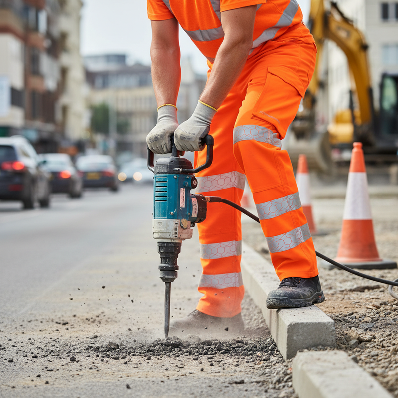 Gray High-Performance Recyclable Hi-Vis Trousers - Orange