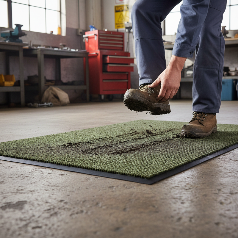 Dim Gray Heavy Duty Scraper Mat - Green for Extreme Weather Conditions