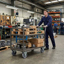 Pressed Steel Fixed Castors With Grey Cast Iron Wheel - 80mm & 100mm
