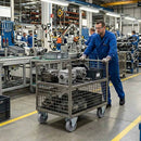 Pressed Steel Fixed Castors With Grey Cast Iron Wheel - 80mm & 100mm