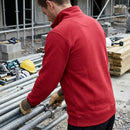 Half Zip Work Sweatshirt with Ribbed Hem - Red