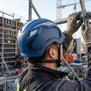 Blue Vented Work Helmet with Micro Peak and Wheel Adjustment
