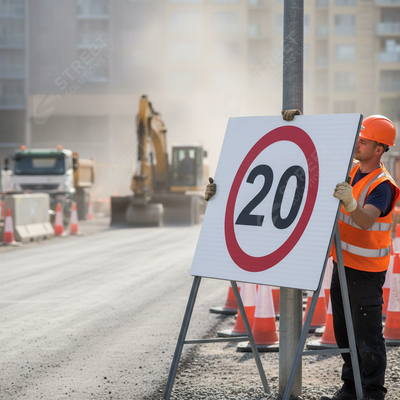 20mph Premium Metal Sign Face - 750mm for Traffic Control