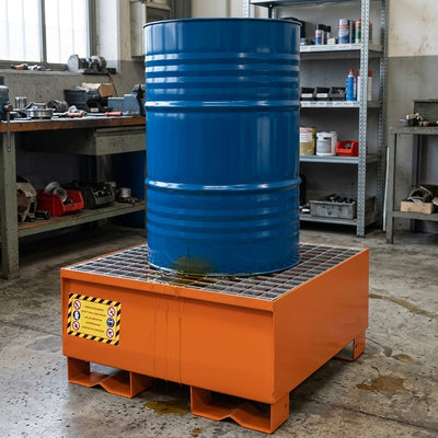 1 Drum Steel Spill Pallet, 222L Capacity, Galvanised