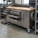 Mobile Stainless Steel 10 Drawer Tool Cabinet with Wood Worktop