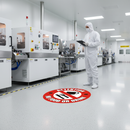 Gray Premium Attention No Food Or Drink Floor Sign - Safety Message