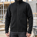 Heavyweight Cotton Blend Sweatshirt Jacket with High Collar - Black