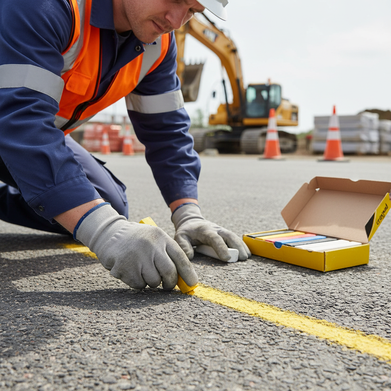 Gray Premium Hard Road Marking Crayons - Pack of 12 in Vibrant Colors