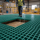 Dark Slate Gray Premium Non-Slip GRP Mesh Grating with High Corrosion Resistance for Safe Walkways and Load Compliance