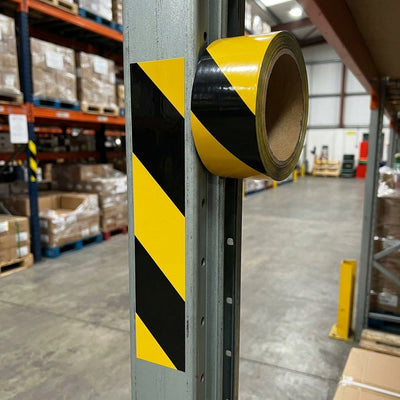 Magnetic Hazard Warning Tape - 50mm x 5m Roll, Black/Yellow