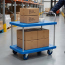 Two-tier platform trolley 300kg blue polypropylene