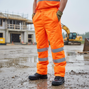 Gray High-Visibility Padded Thermal Lined Rain Trousers - Orange