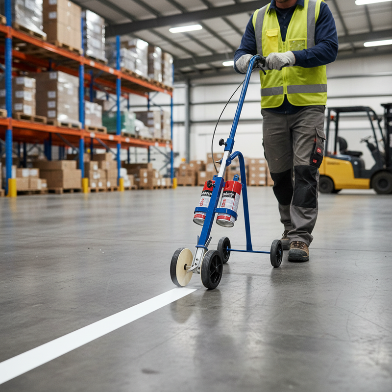 Dark Gray Heavy Duty Wheeled Line Marking Paint Applicator - Double Can