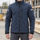 Softshell Work Jacket with Windproof Collar - Navy/Black
