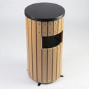 Round wood-effect waste bin 33 litre powder-coated steel (view 2)