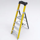 Glass fibre platform stepladder 30,000V insulated with safety rail