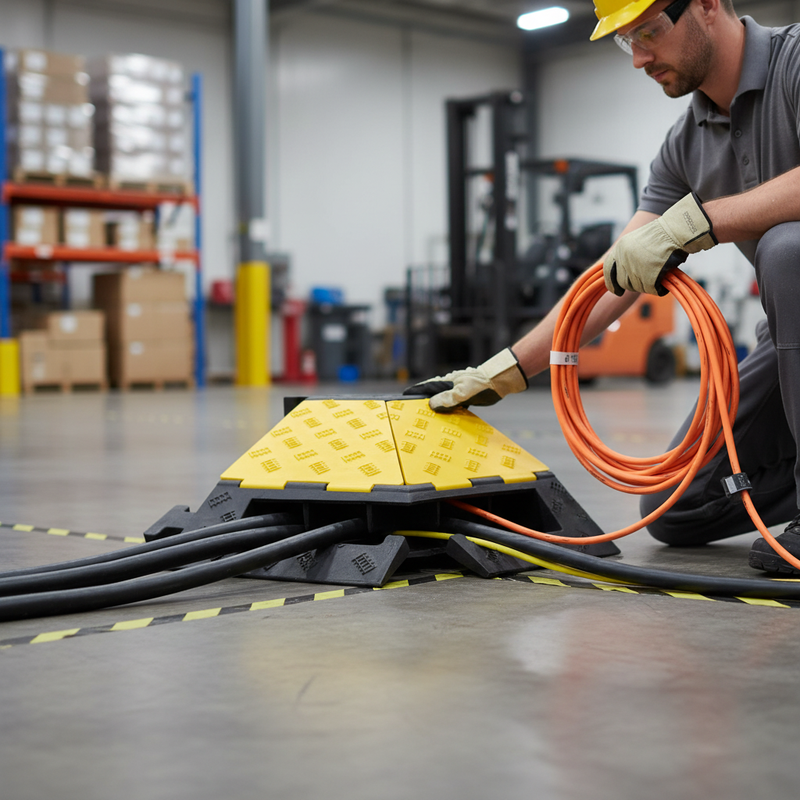 Rosy Brown Medium 5-Channel Heavy Duty Cable Protection Ramp - Angled Piece