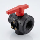 1½" BSP Female 3-Way T Port Polypropylene Ball Valve, 10 Bar (view 2)