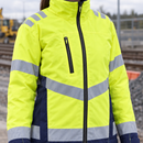 Women's Hi-Vis Insulated Winter Coat - Hi-Vis Yellow/Navy Blue