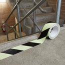 Glow in the Dark Chevron Hazard Tape – 10m Roll – Green