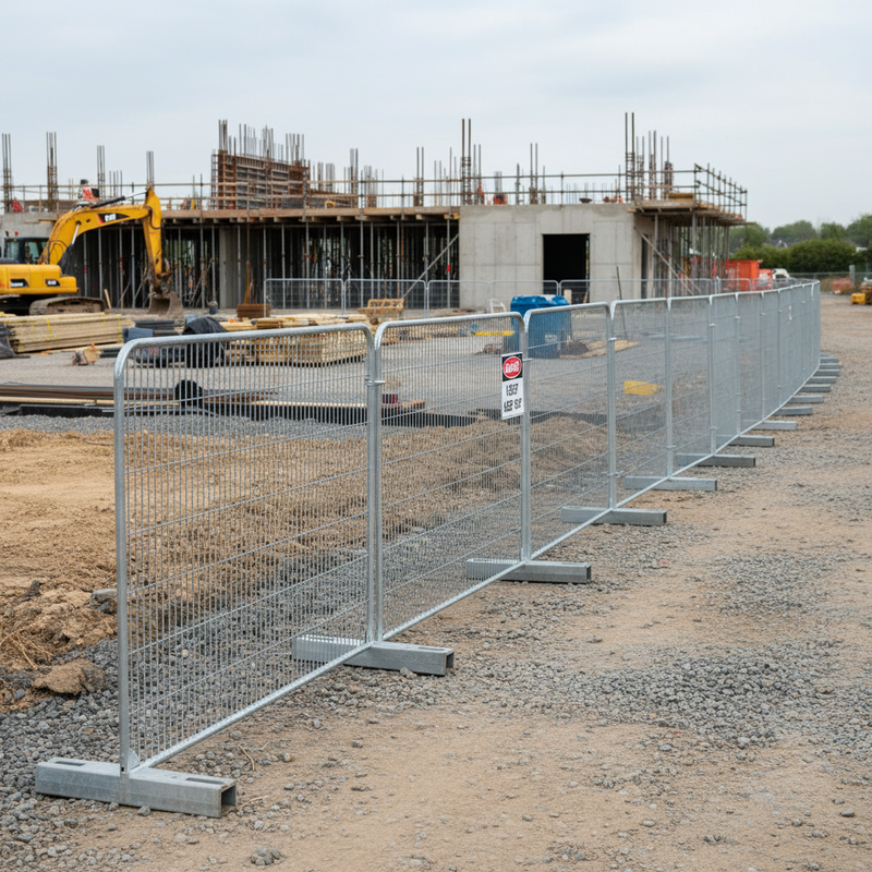 Rosy Brown Heavy Duty Round Top Temporary Fencing Panels for Security and Crowd Control