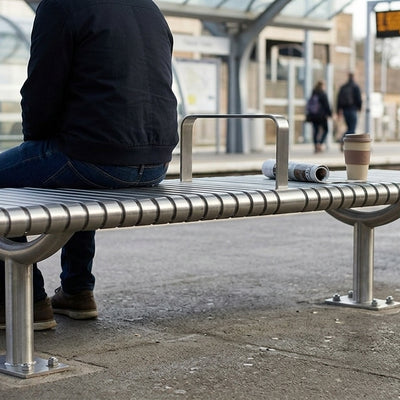 1820mm stainless steel bench, ground-fixed, satin finish