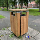 98 litre hardwood litter bin with lockable door