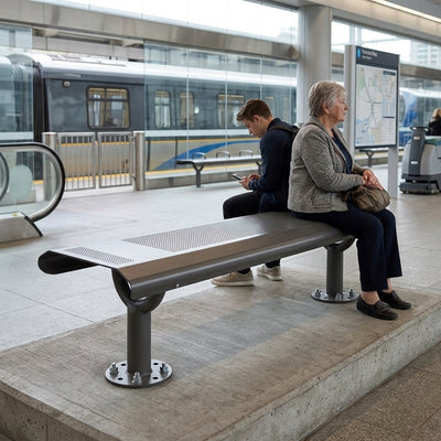 76mm diameter steel pedestal bench with perforated seat