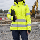 Hi-Vis Yellow/Navy Women's Waterproof Insulated Flame Retardant Coat