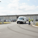 Light Gray Manual Operated Double Swing Gate for Vehicle Control - Heavy Duty Security Solution