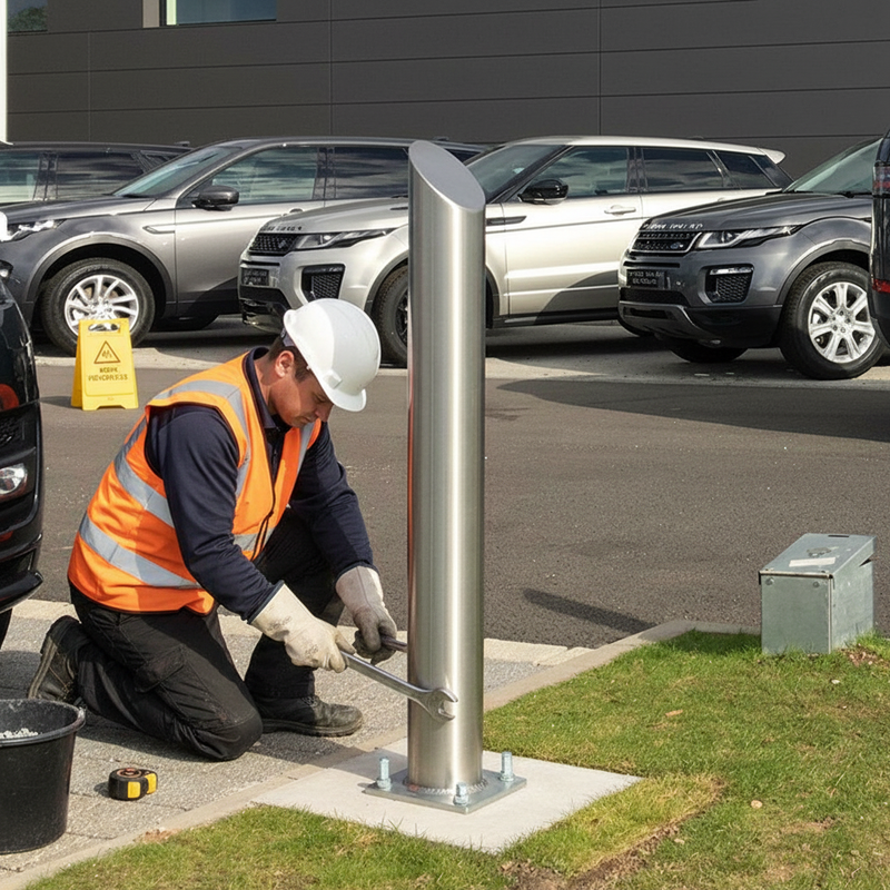 Dark Slate Gray Elegant Premium Fixed Bollard - Stainless Steel - 1000mm Above Ground