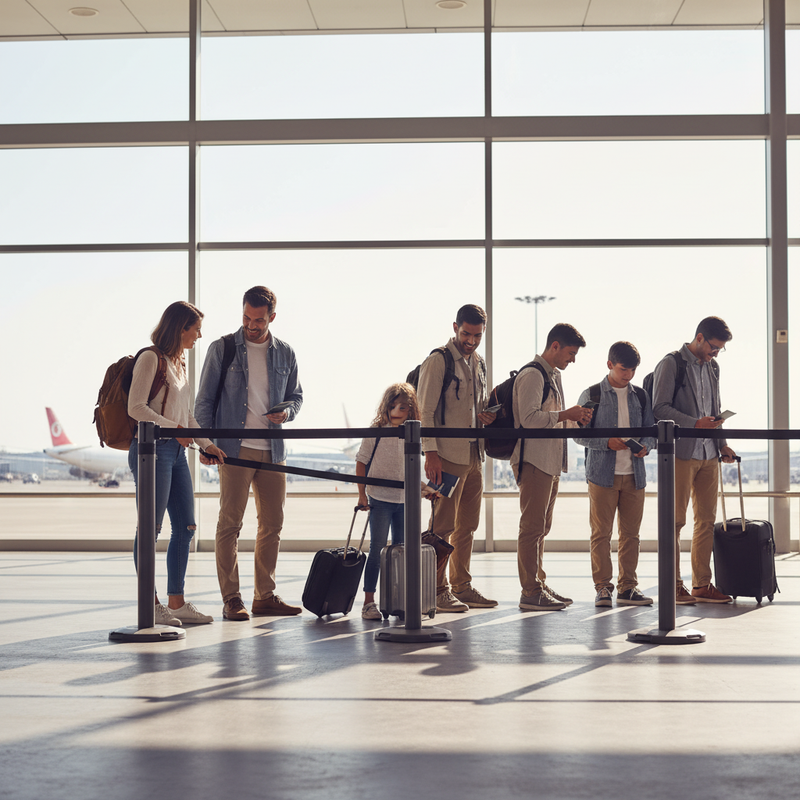 Light Gray Professional Retractable Tape Barrier System for Queue Management