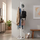 Premium Wooden Coat Stand with Round Base - Easy Assembly, Customizable Heights, and Durable Design in White, Black, and Pine Colors