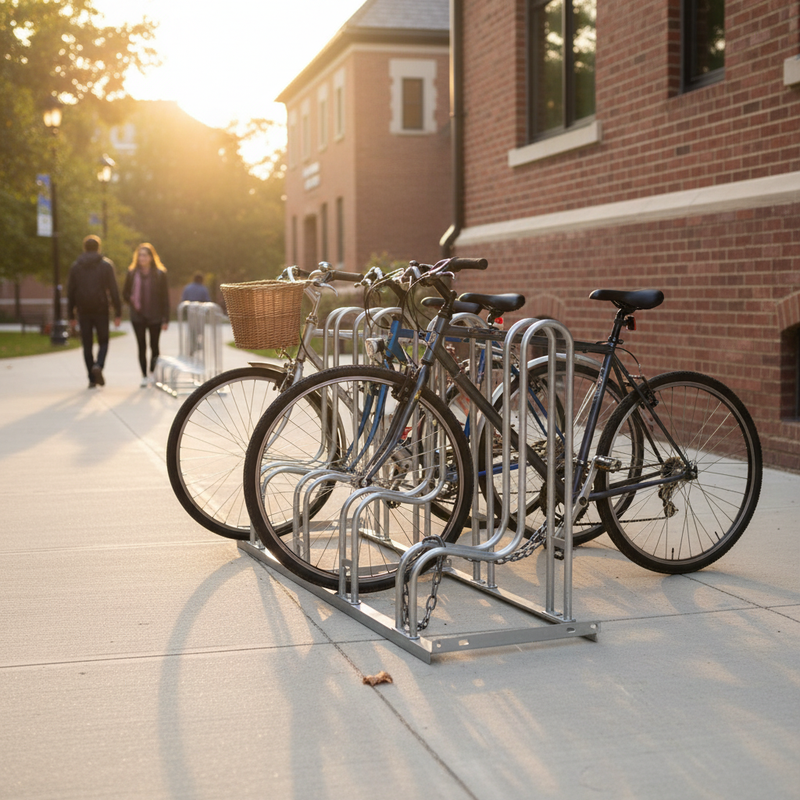 Tan Heavy Duty Galvanised Steel Single Sided Bike Rack for Efficient Parking