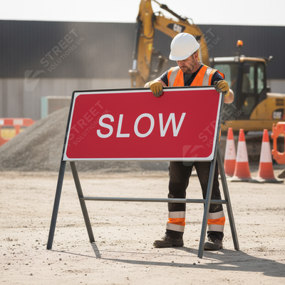 Heavy Duty Slow Metal Sign Face - 1050 x 450mm for Traffic Control