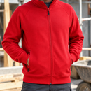 Classic Cotton Blend Sweatshirt Jacket with Zipped Pockets - Red (view 2)