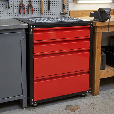 4-Drawer Steel Cabinet with Worktop & Ball Bearing Slides