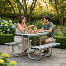 Dark Olive Green Premium Steel Picnic Table for Public Spaces - Durable & Low-Maintenance
