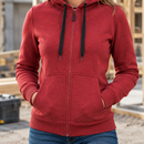 Women's Zip Front Hooded Sweatshirt - Chili Red (view 2)