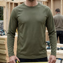 Long Sleeve Bamboo Charcoal Work T-Shirt - Khaki Green