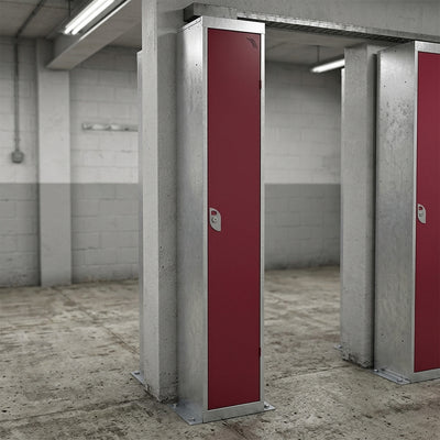 Single-door galvanised steel storage locker with cam lock