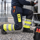 Flame Retardant Holster Pocket Work Trousers - Navy/Hi-Vis Yellow